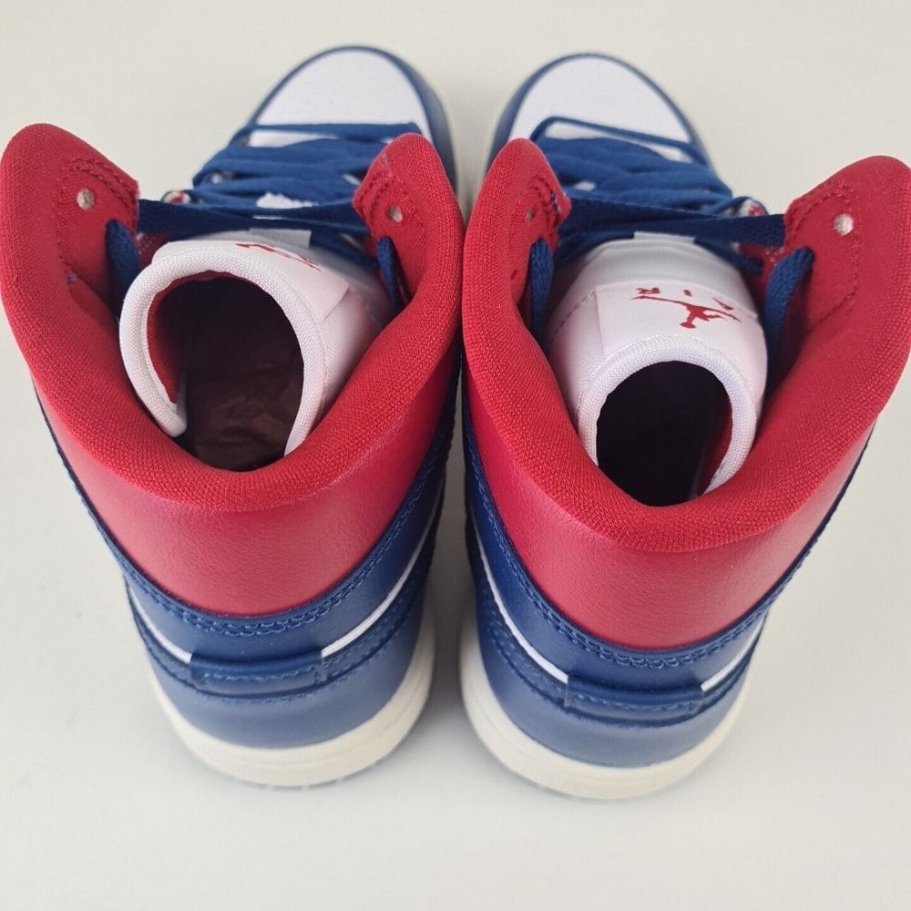 Nike Air Jordan 1 Mid Blue Red Women's Basketball Sneakers - Picture 6 of 12